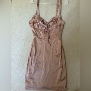 Blanc Clothing Blush Pink Satin Corset Style Slip Dress